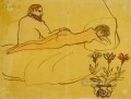 横たわる裸婦と座るピカソ 1902年 パブロ・ピカソ
